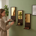 MS Mart - Pack Of 3 Wooden Mirror Wall Shelf | Decorative Acrylic Mirror Frame With Candle Shelf - 28cm