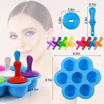 MS Mart - 7 Cavity Mini Ice Cream Popsicle Mold | Silicone Kulfi Maker With Sticks