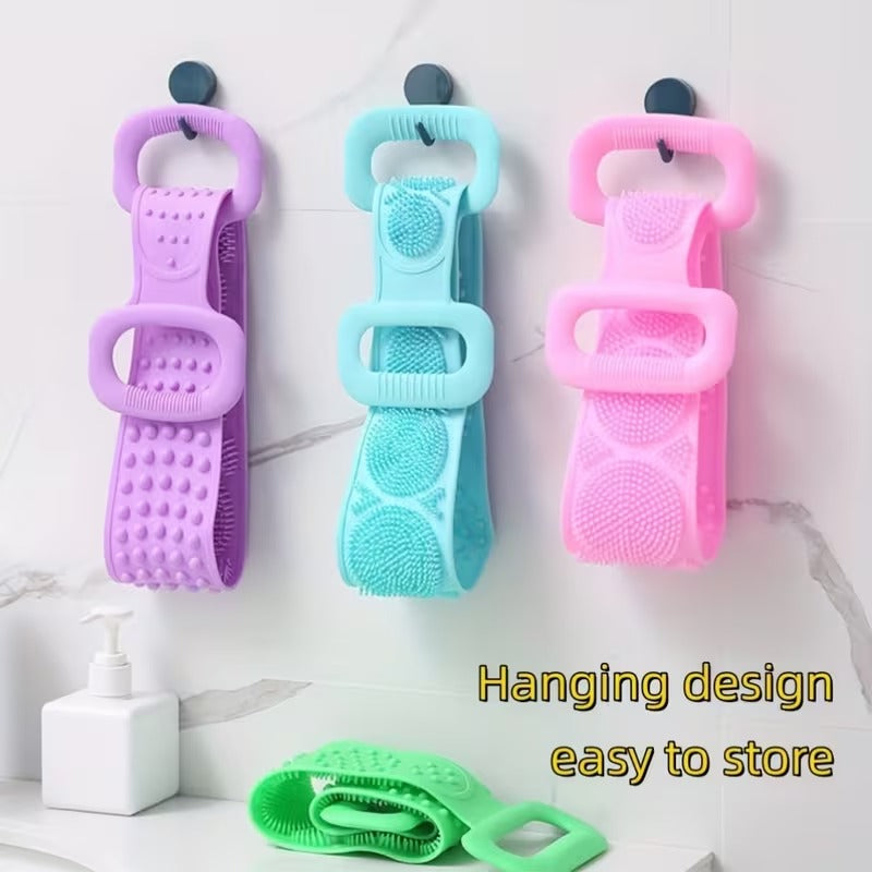 PACK OF 2  :Body Wash Silicone Body Scrubber Belt Double Side Shower Belt