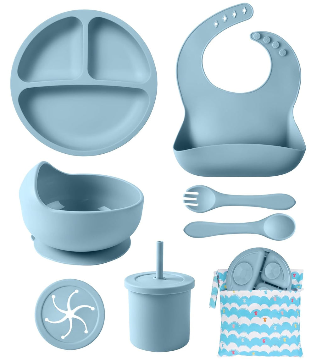 Kids Silicone Feeding Set Todler Meal Set 100 % Silicone Baby Meal Set Silicone Set Childerns Meal Training Set Cutlery .
