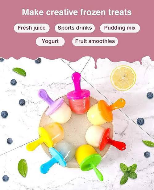 MS Mart - 7 Cavity Mini Ice Cream Popsicle Mold | Silicone Kulfi Maker With Sticks
