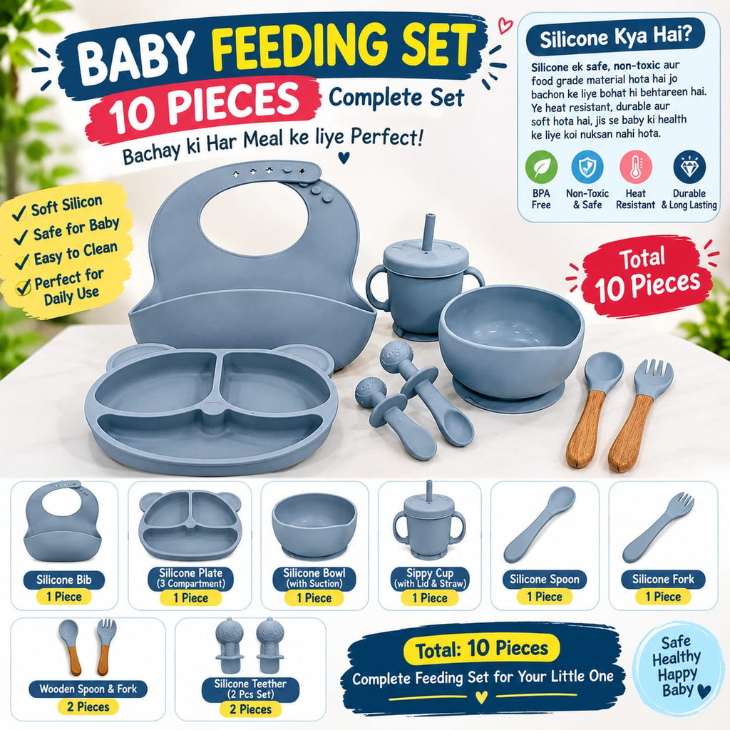 Kids Silicone Feeding Set Todler Meal Set 100 % Silicone Baby Meal Set Silicone Set Childerns Meal Training Set Cutlery .