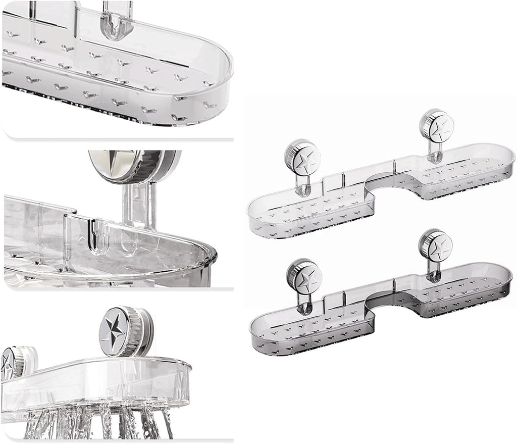 MS Mart - Suction Cup Storage Rack | S-Shape Double Sink Organizer Shelf For Kitchen & Bathroom - 51cm