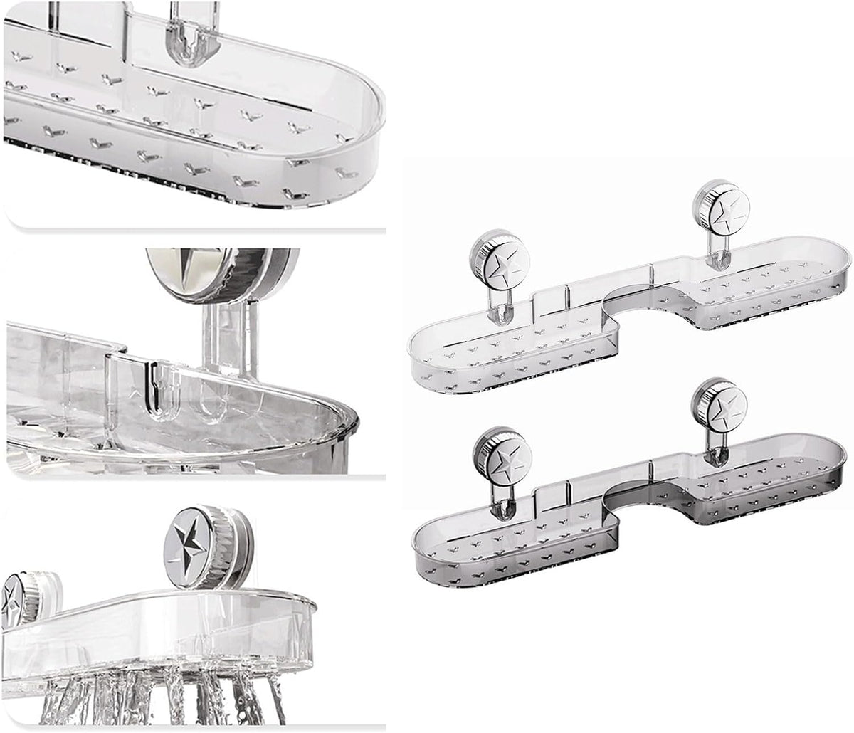 MS Mart - Suction Cup Storage Rack | S-Shape Double Sink Organizer Shelf For Kitchen & Bathroom - 51cm