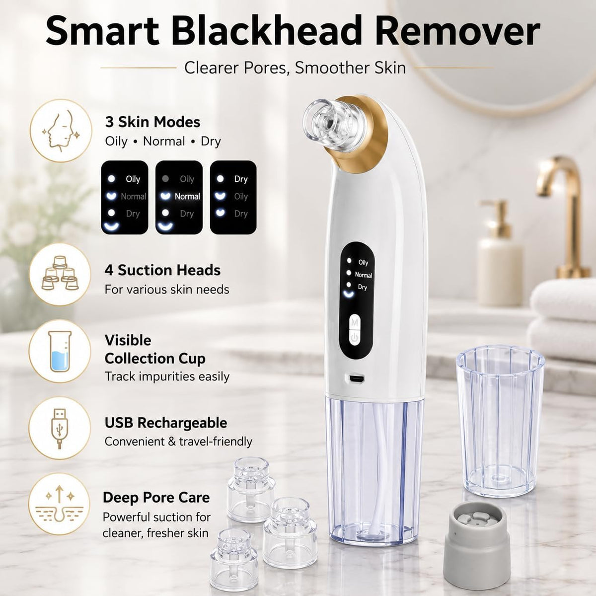 MS Mart - Small Bubble Blackhead Remover | Pore Vacuum Suction Cleaner for Face