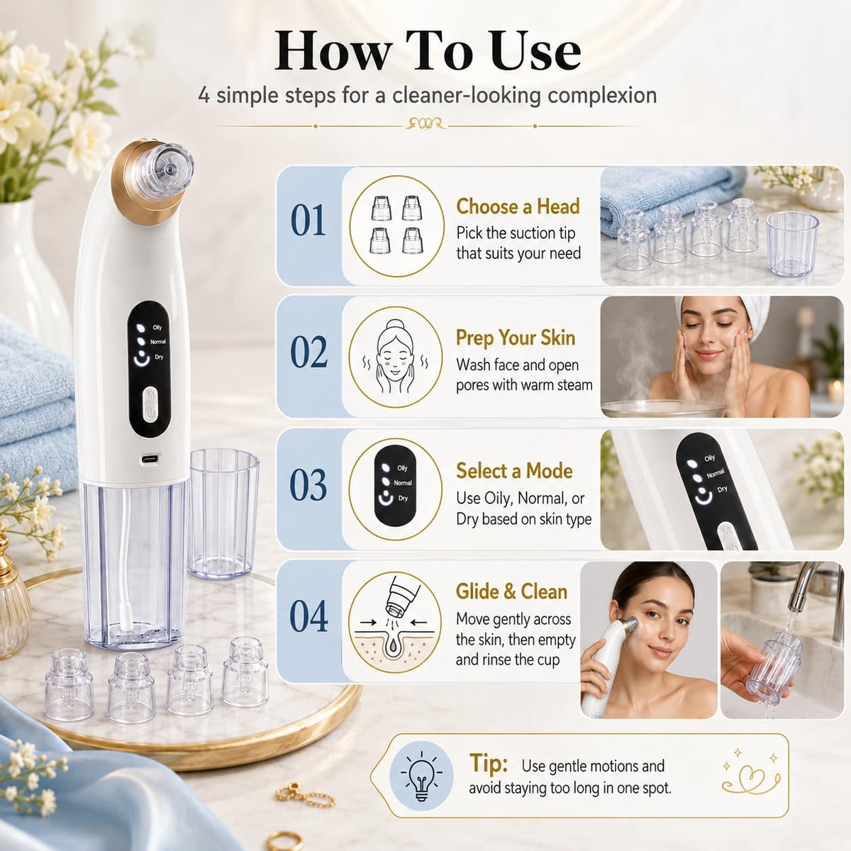 MS Mart - Small Bubble Blackhead Remover | Pore Vacuum Suction Cleaner for Face