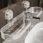 MS Mart - Suction Cup Storage Rack | S-Shape Double Sink Organizer Shelf For Kitchen & Bathroom - 51cm