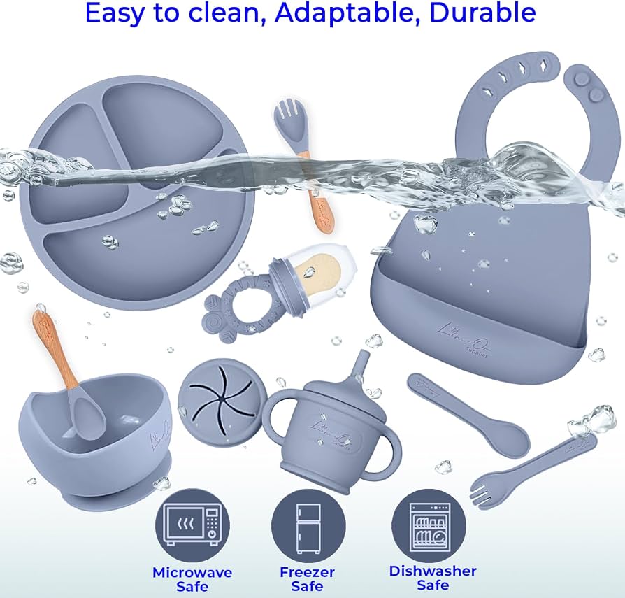 Kids Silicone Feeding Set Todler Meal Set 100 % Silicone Baby Meal Set Silicone Set Childerns Meal Training Set Cutlery .