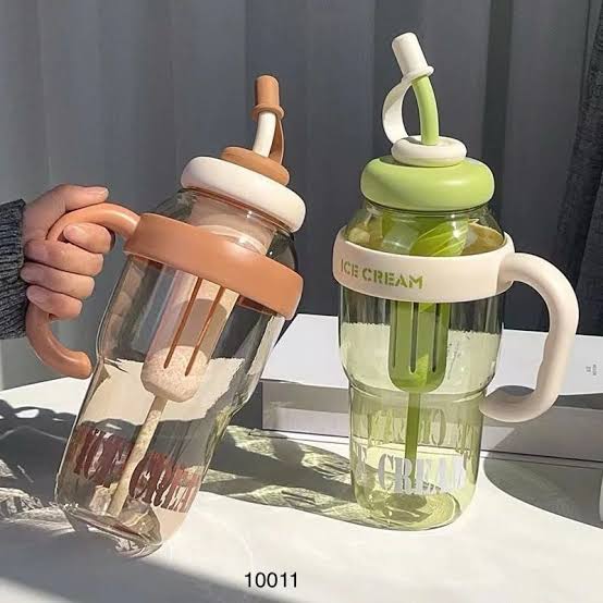 MS Mart - Ice Cream Big Water Bottle 1200ml | Straw Bottle With Handle & Tea Infuser