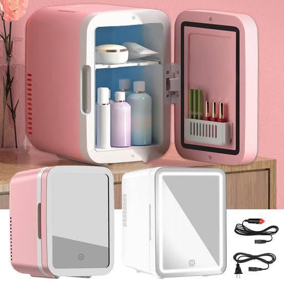 4L Mini Beauty Fridge | Makeup Fridge With LED Mirror - Hot & Cold - For Car & Home
