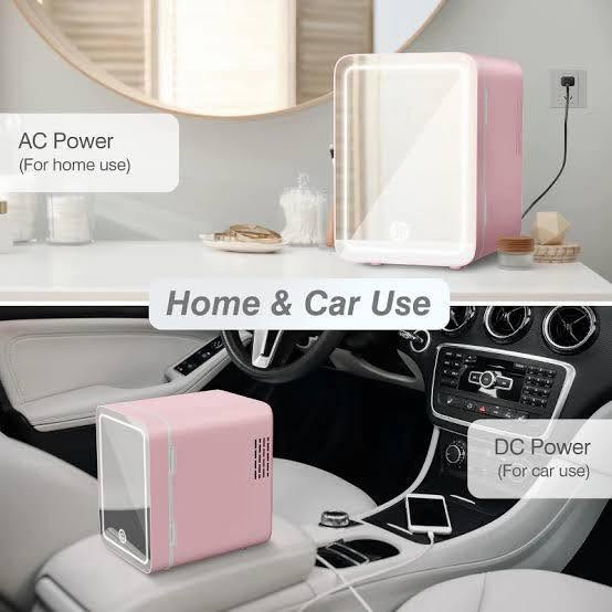 4L Mini Beauty Fridge | Makeup Fridge With LED Mirror - Hot & Cold - For Car & Home