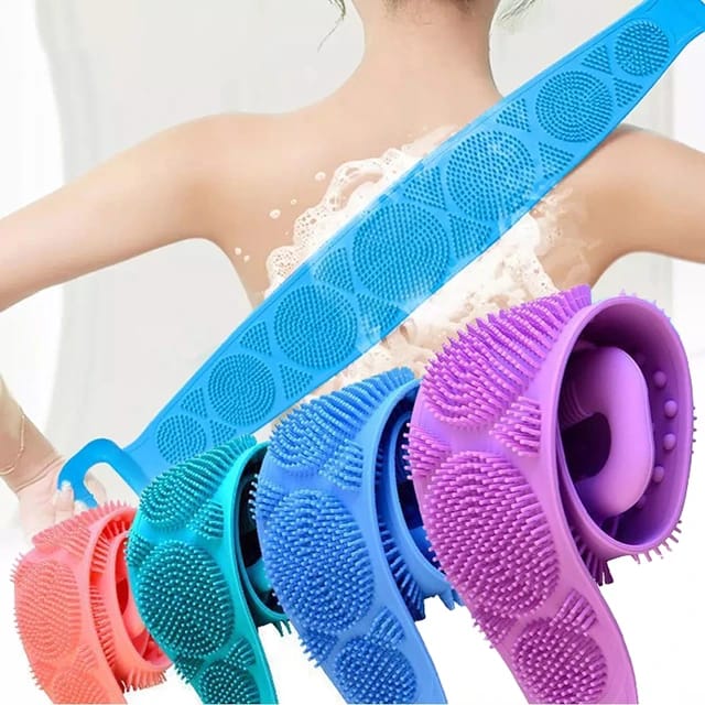 PACK OF 2  :Body Wash Silicone Body Scrubber Belt Double Side Shower Belt