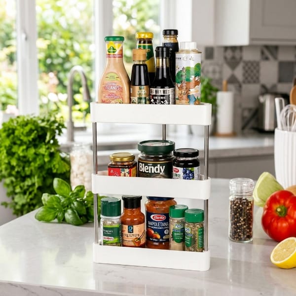 MS Mart - 3 Tier Corner Shelf Organizer | Triangle Storage Rack For Kitchen & Bathroom