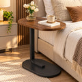 MS Mart - C-Shape Side Table | Modern Sofa Side Table For Laptop & Coffee - Wooden Top With Metal Frame