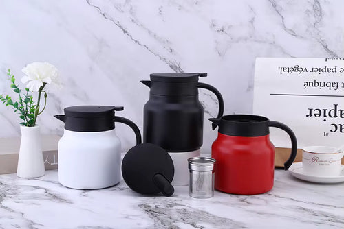 1pc Stainless Steel Double-layer Insulated Mini Hot Water Tea Pot