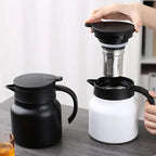 1pc Stainless Steel Double-layer Insulated Mini Hot Water Tea Pot