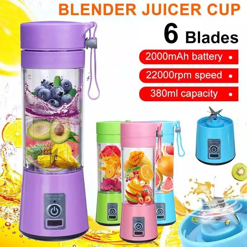 Portable Mini Electric Blender 380ml – USB Rechargeable 6-Blade Personal Juicer