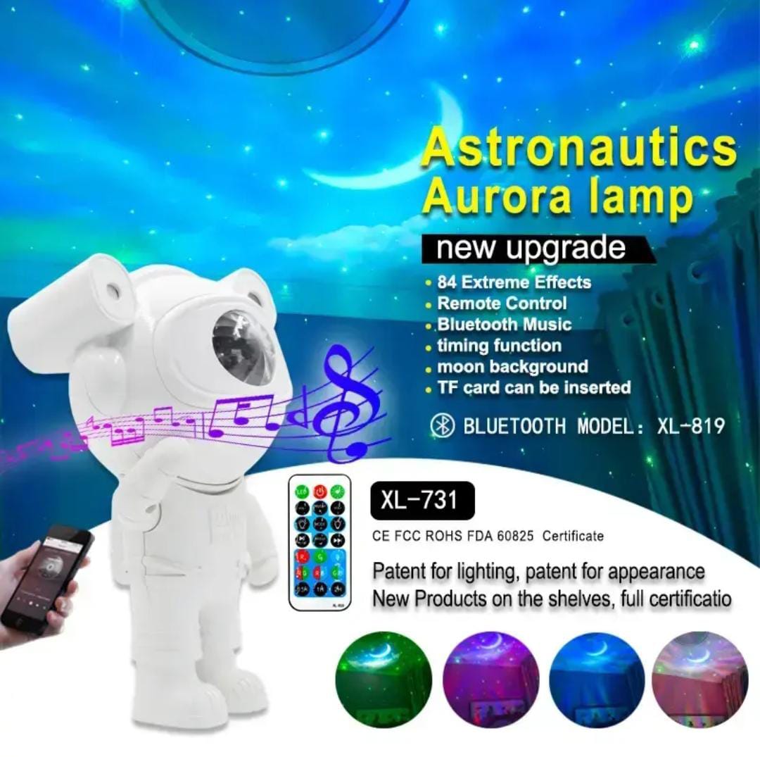 Astronaut Galaxy Projector Lamp | Starry Sky Night Light with Remote & Bluetooth