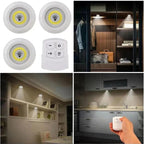 MS Mart - Pack Of 3 LED Puck Lights With Remote Control | Wireless Closet Lights Wardrobe, Kitchen, Cabinet Wireless Lights With Remote