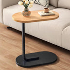 MS Mart - C-Shape Side Table | Modern Sofa Side Table For Laptop & Coffee - Wooden Top With Metal Frame