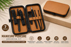 MS Mart - 7 in 1 Manicure Pedicure Kit | Premium Grooming Kit For Men & Women - Brown Leather Box
