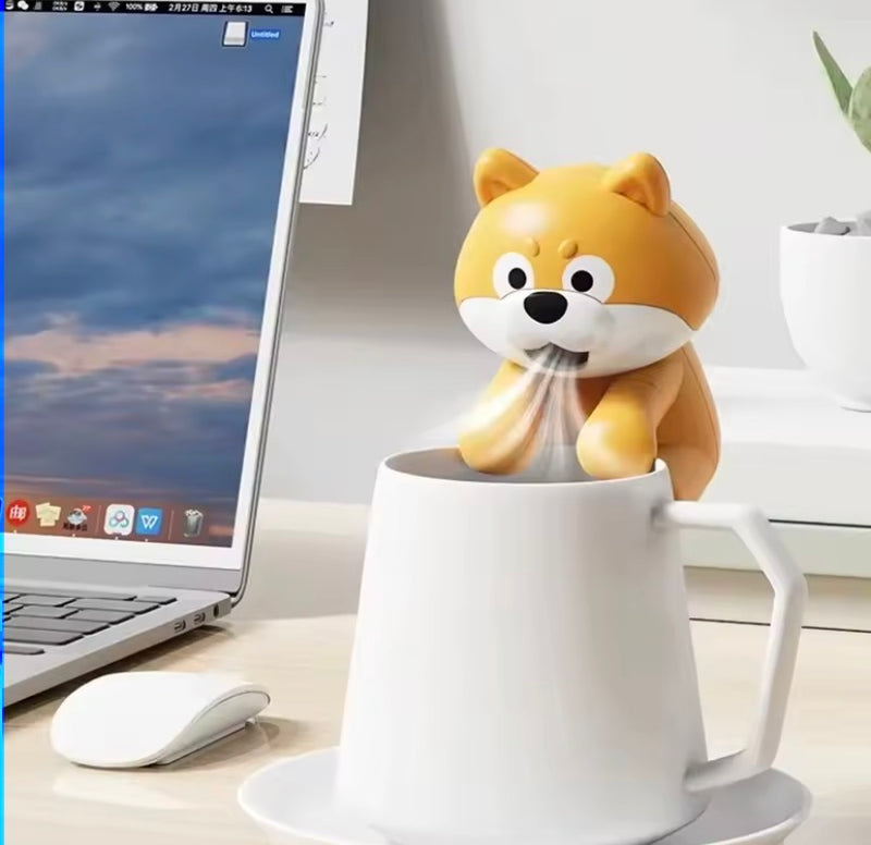 Clip-on Mini Fan for Cup&Bowl,Cute Animal Shaped Personal Fan for Cooling Coffee,&Drinks,Portable Desk Fan