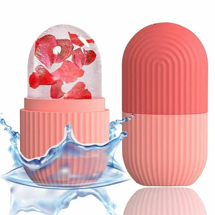 MS Mart - Rose Petal Ice Face Roller | Reusable Silicone Ice Cube Massager for Face, Eyes & Glowing Skin