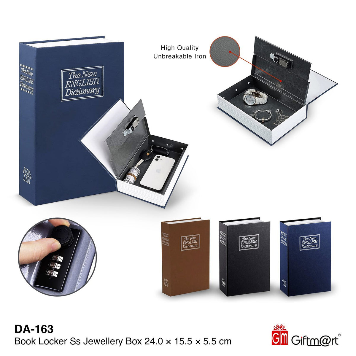 MS Mart - Secret Book Safe Locker | Dictionary Shape Password Safe Box - Medium Size