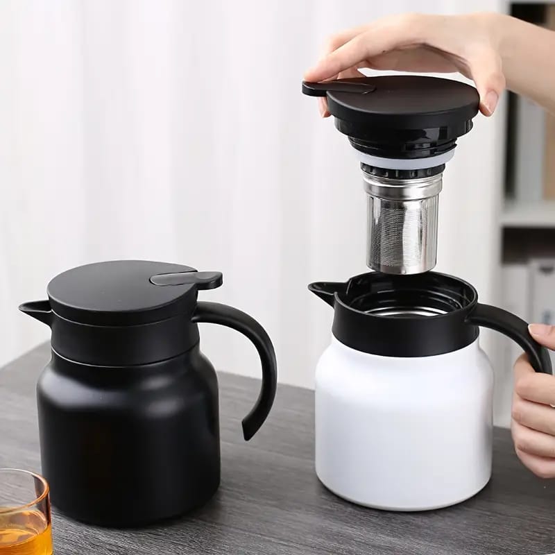 1pc Stainless Steel Double-layer Insulated Mini Hot Water Tea Pot