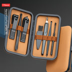 MS Mart - 7 in 1 Manicure Pedicure Kit | Premium Grooming Kit For Men & Women - Brown Leather Box