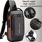 MS Mart - Anti-Theft Sling Bag for Men | Password Lock Crossbody Chest Bag with USB Port