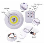 MS Mart - Pack Of 3 LED Puck Lights With Remote Control | Wireless Closet Lights Wardrobe, Kitchen, Cabinet Wireless Lights With Remote