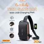 MS Mart - Anti-Theft Sling Bag for Men | Password Lock Crossbody Chest Bag with USB Port