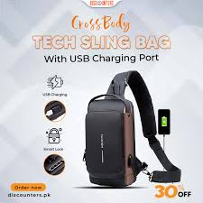 MS Mart - Anti-Theft Sling Bag for Men | Password Lock Crossbody Chest Bag with USB Port