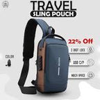 MS Mart - Anti-Theft Sling Bag for Men | Password Lock Crossbody Chest Bag with USB Port
