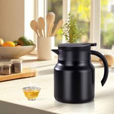1pc Stainless Steel Double-layer Insulated Mini Hot Water Tea Pot