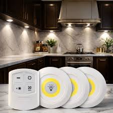 MS Mart - Pack Of 3 LED Puck Lights With Remote Control | Wireless Closet Lights Wardrobe, Kitchen, Cabinet Wireless Lights With Remote