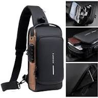 MS Mart - Anti-Theft Sling Bag for Men | Password Lock Crossbody Chest Bag with USB Port