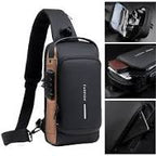 MS Mart - Anti-Theft Sling Bag for Men | Password Lock Crossbody Chest Bag with USB Port