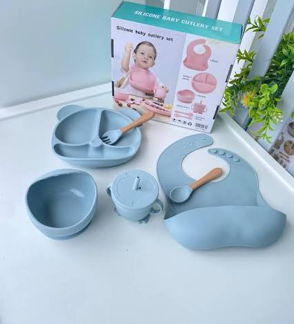 Kids Silicone Feeding Set Todler Meal Set 100 % Silicone Baby Meal Set Silicone Set Childerns Meal Training Set Cutlery .