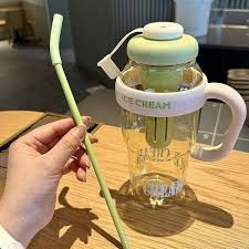 MS Mart - Ice Cream Big Water Bottle 1200ml | Straw Bottle With Handle & Tea Infuser