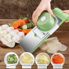 MS Mart - 5 in 1 Stainless Steel Vegetable Slicer & Grater | Safe Multi-Functional Cutter