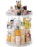 360° Rotating Diamond Cut Cosmetic Organizer | Makeup Storage Box with Large Capacity | Multi Layer Skincare Perfume Lipstick Holder | Rotatable Beauty Organizer Stand for Dressing Table Vanity
