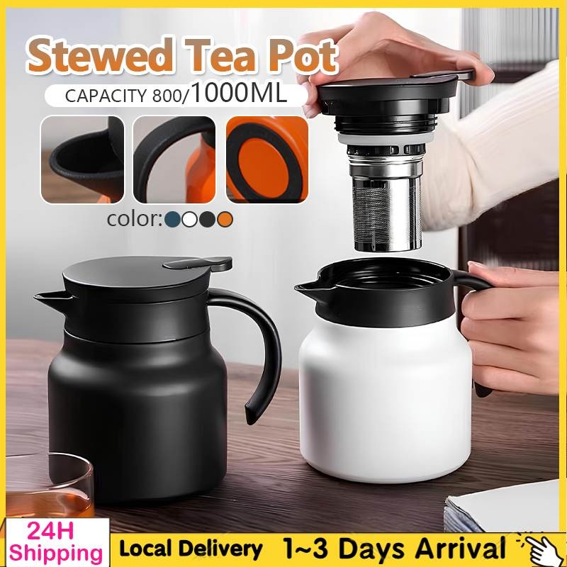 1pc Stainless Steel Double-layer Insulated Mini Hot Water Tea Pot