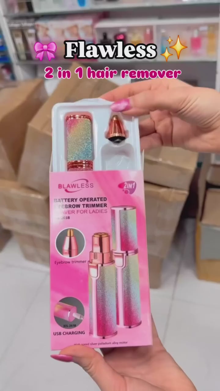 MS Mart - Flawless 2 in 1 Facial Hair Remover | Rechargeable Eyebrow Trimmer & Painless Face Hair Removal For Women