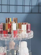 360° Rotating Diamond Cut Cosmetic Organizer | Makeup Storage Box with Large Capacity | Multi Layer Skincare Perfume Lipstick Holder | Rotatable Beauty Organizer Stand for Dressing Table Vanity