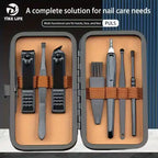 MS Mart - 7 in 1 Manicure Pedicure Kit | Premium Grooming Kit For Men & Women - Brown Leather Box