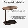 MS Mart - C-Shape Side Table | Modern Sofa Side Table For Laptop & Coffee - Wooden Top With Metal Frame